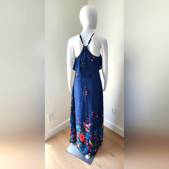NWT Floral Navy Blue Maxi Dress with Halter Top! - Picture 5 of 6